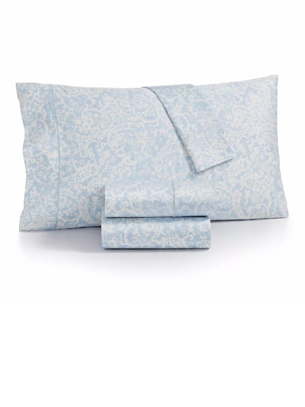 new BLUE PAISLEY Charter Club Sleep Luxe 800 TC Cotton Sateen FULL Sheet Set